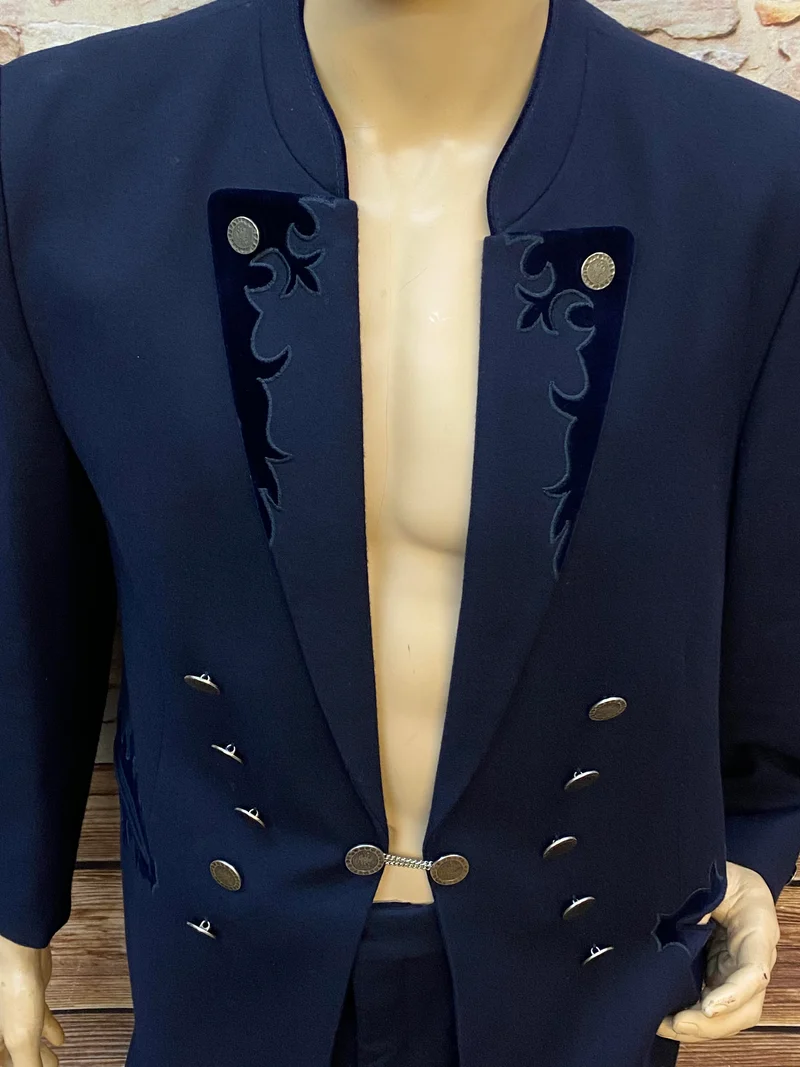 Vintage Trachtenanzug Herren Dunkelblau – Janker und Hose aus Schurwolle Gr. 28