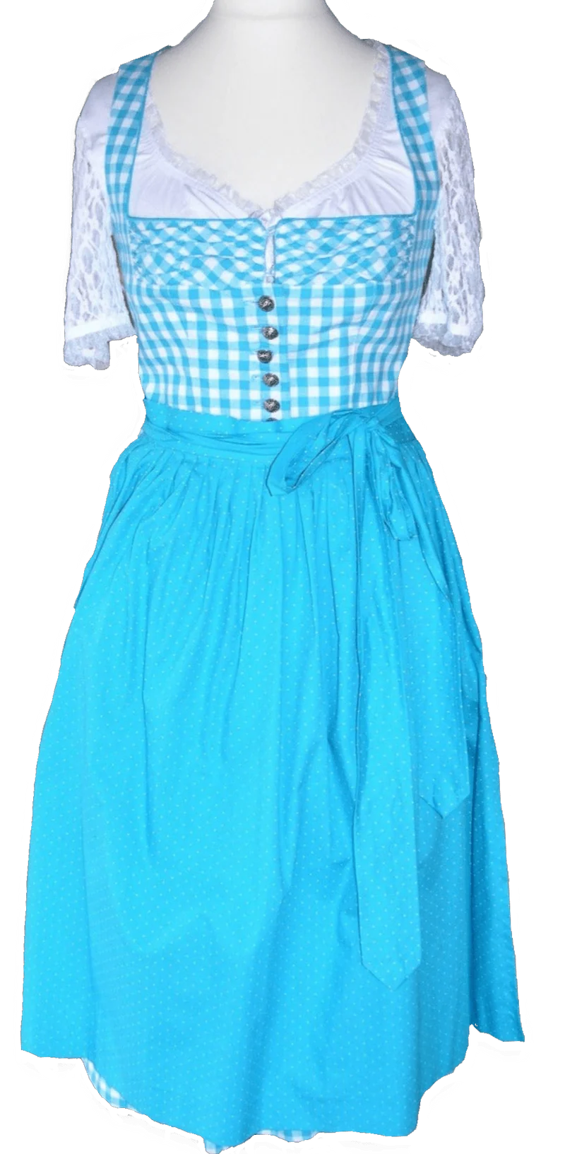 Dirndl Berwin & Wolff, hellblau kariert, Knöpfe 60 cm