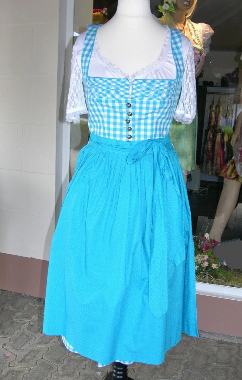 Dirndl Berwin & Wolff, hellblau kariert, Knöpfe 60 cm