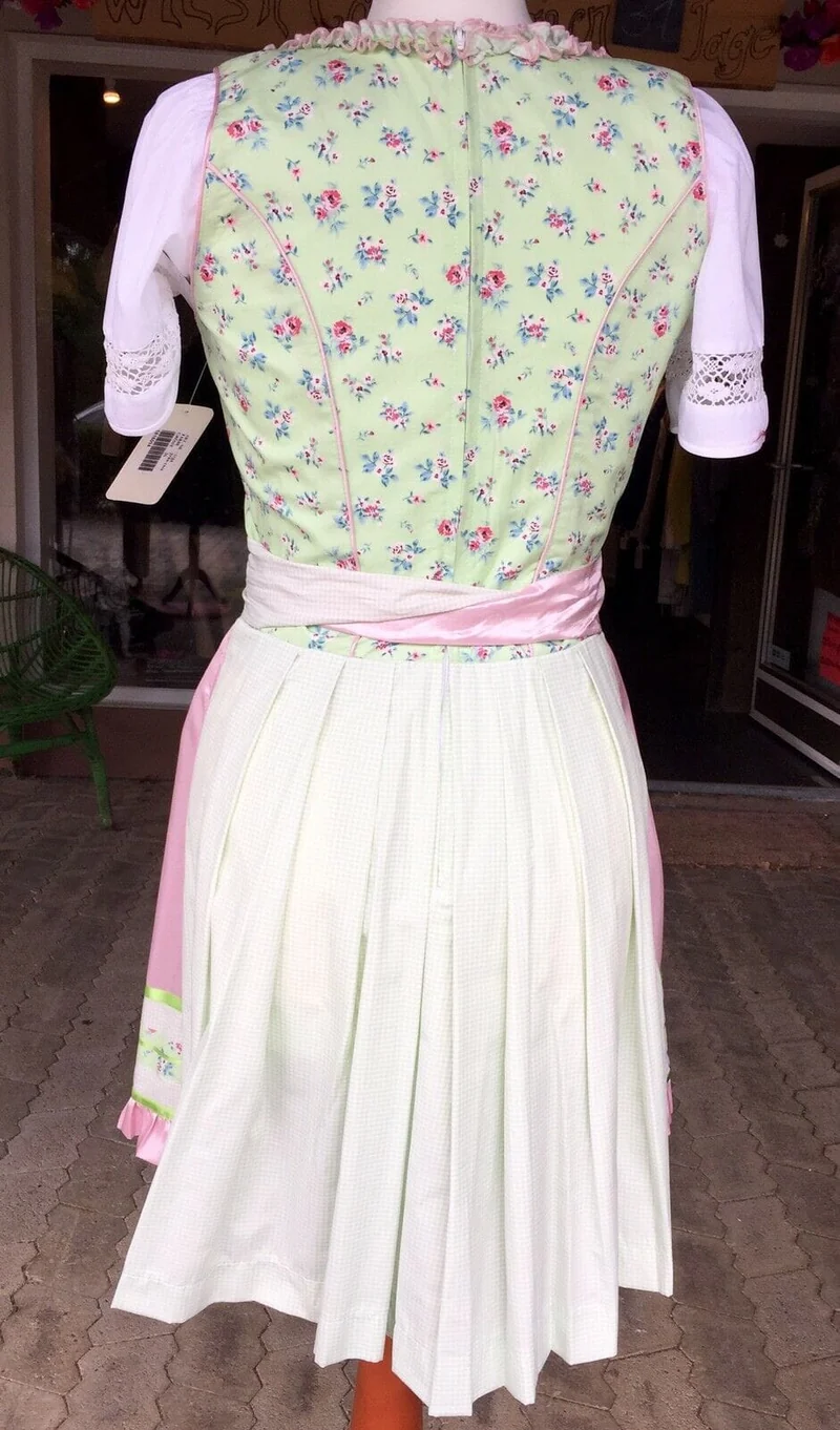 Dirndl Fuchs Trachten, Waschdirndl, grün, rosa, Mini 50 cm
