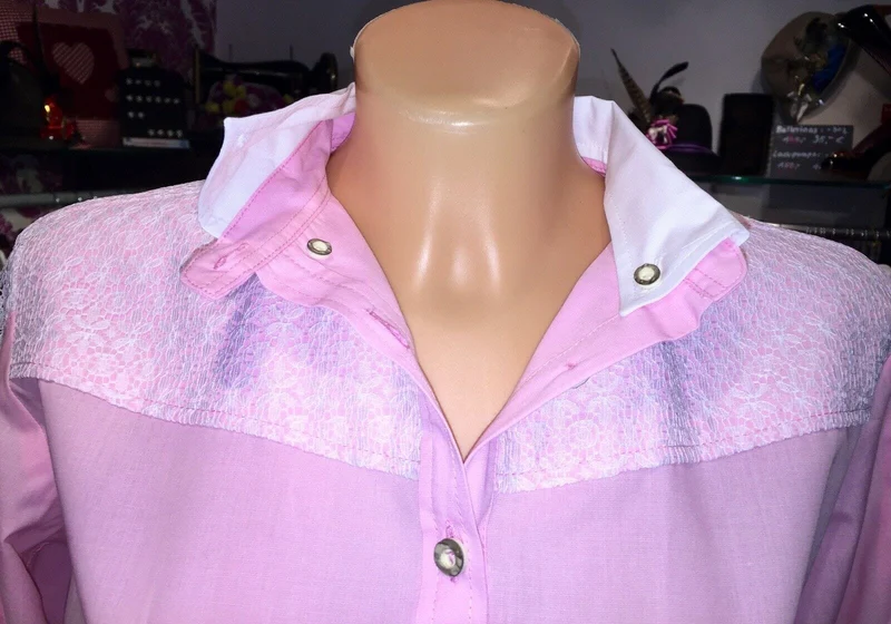 Trachten Bluse, Trachtenbluse Wiesnkönig, rosa, langarm
