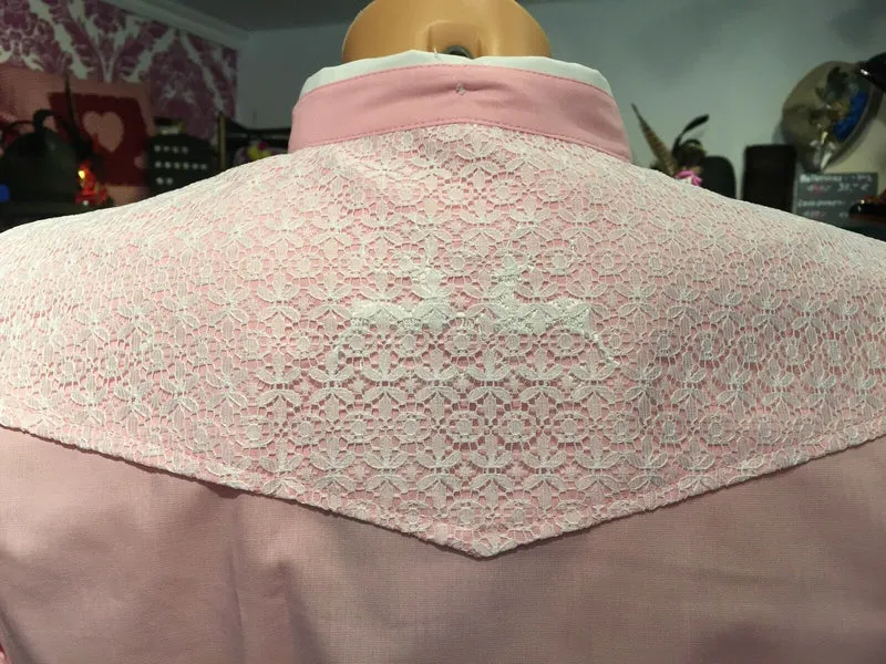 Trachten Bluse, Trachtenbluse Wiesnkönig, rosa, langarm