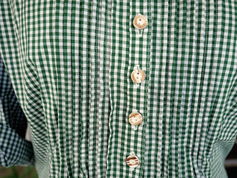 Trachten Bluse, Trachtenbluse, Almsach, grün kariert, langarm