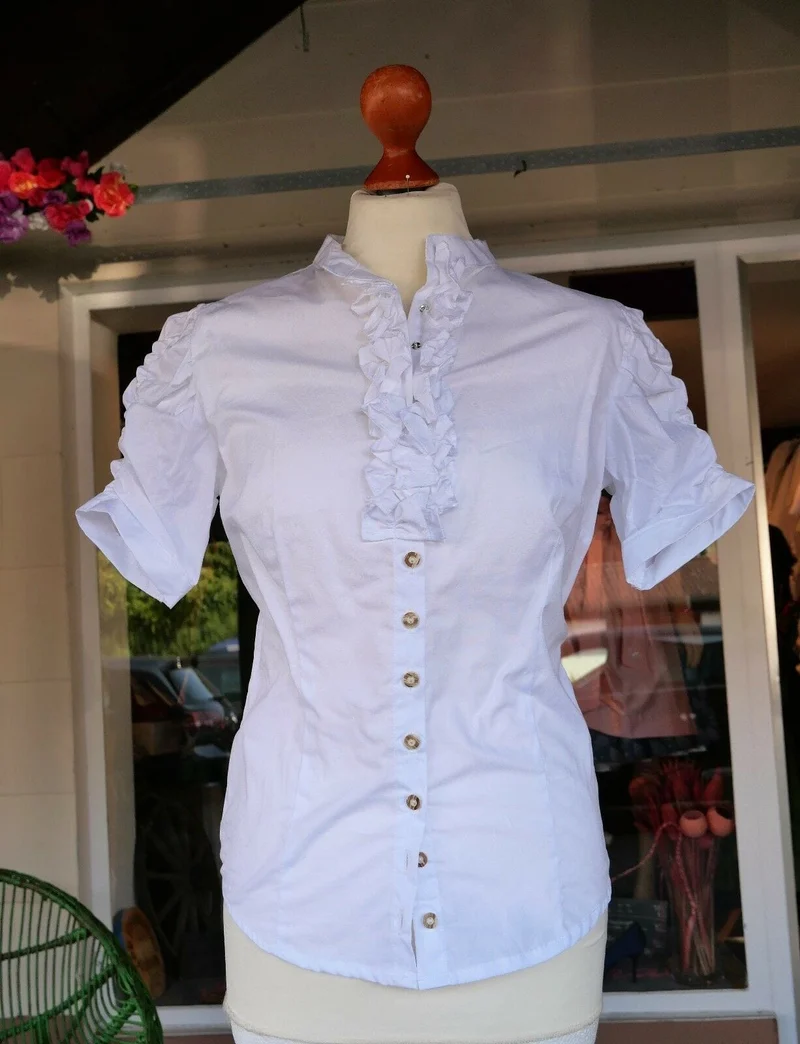 Trachten Bluse, Trachtenbluse, Jasmin, Almsach, weiß