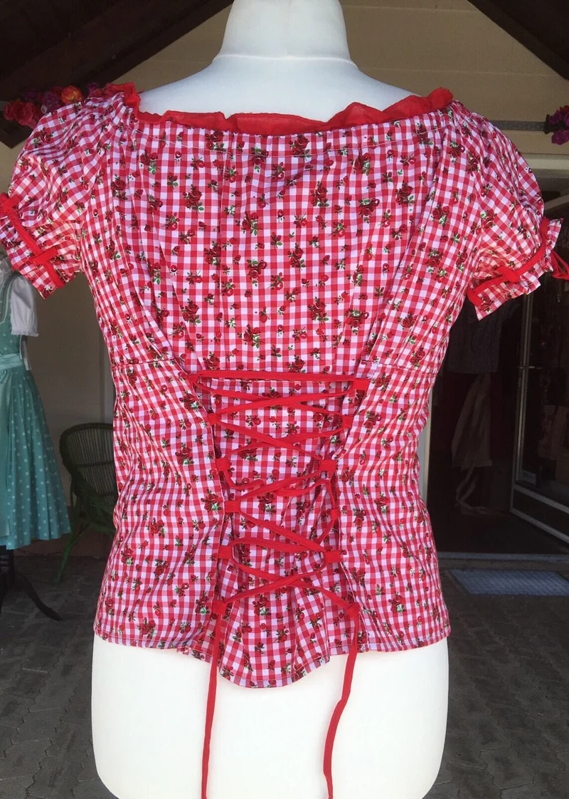 Trachten Bluse, Trachtenbluse, Fuchs, rot kariert, Gr. XXL (42/44)
