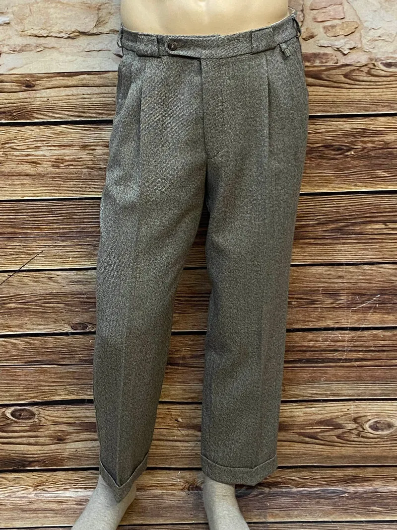 Vintage Stoffhose Herren High Waist Bundfaltenhose Schurwolle Gr. 50