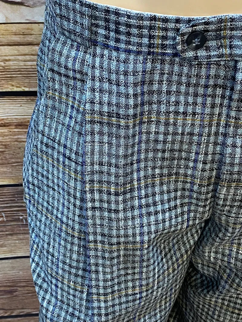 Vintage Herren Tweed Bundfaltenhose 1990er Karo Schurwolle Gr. 48