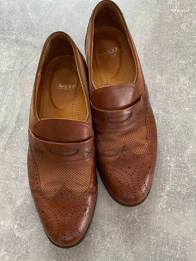 Vintage Loafer Leder Braun Gr. 44 – Ledersohle & perforiert