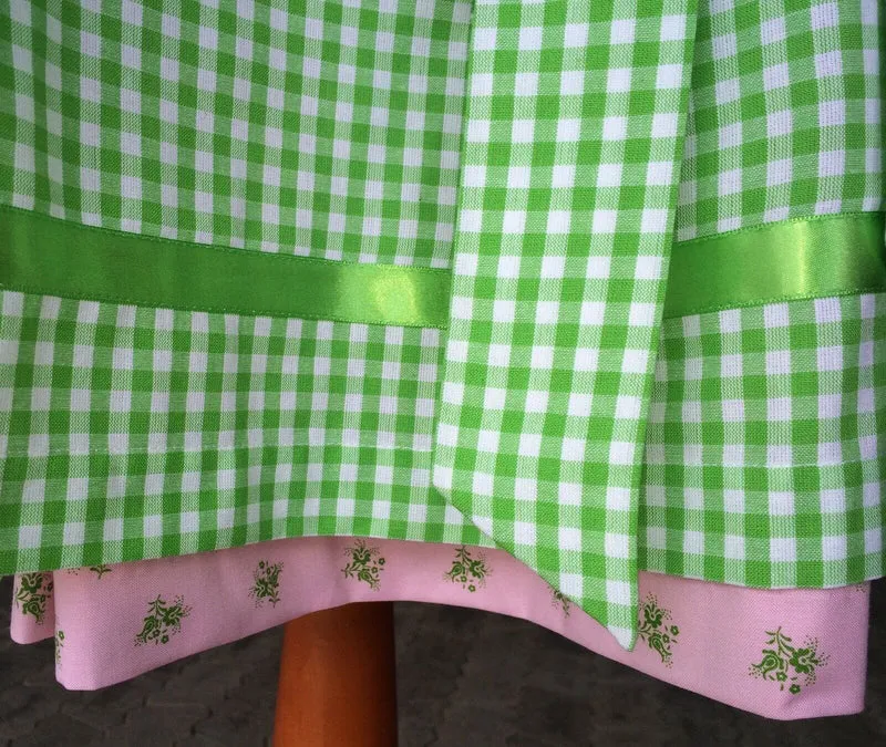 Dirndl Fuchs Trachten, Waschdirndl, grün, rosa, Midi 60 cm