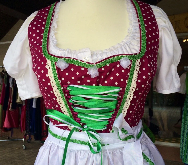 Dirndl Fuchs Trachten, Druckschürze, Pflaume, Midi 60 cm