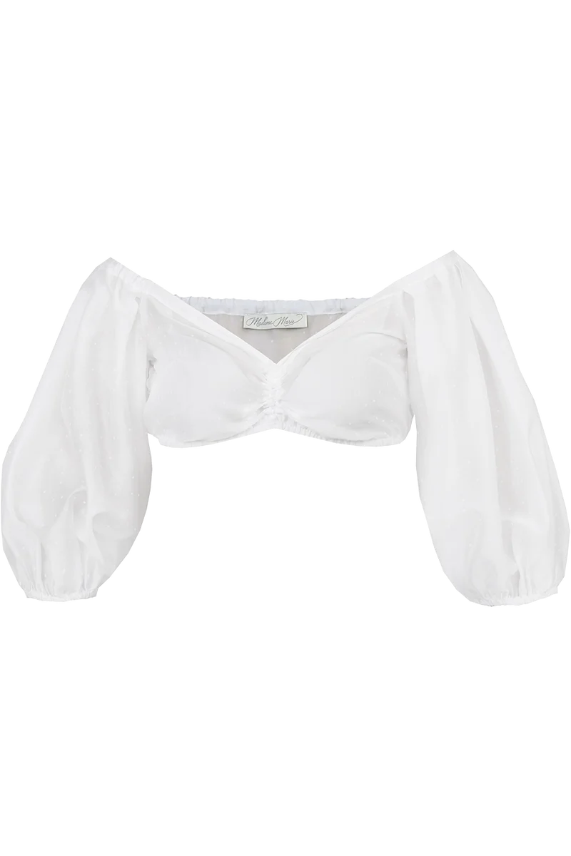 Dirndlbluse schulterfrei mit Punkte