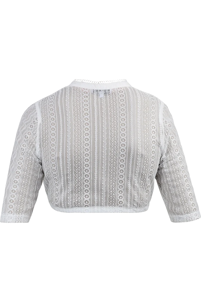Spitzen-Dirndlbluse mit Halbarm und V-Ausschnitt