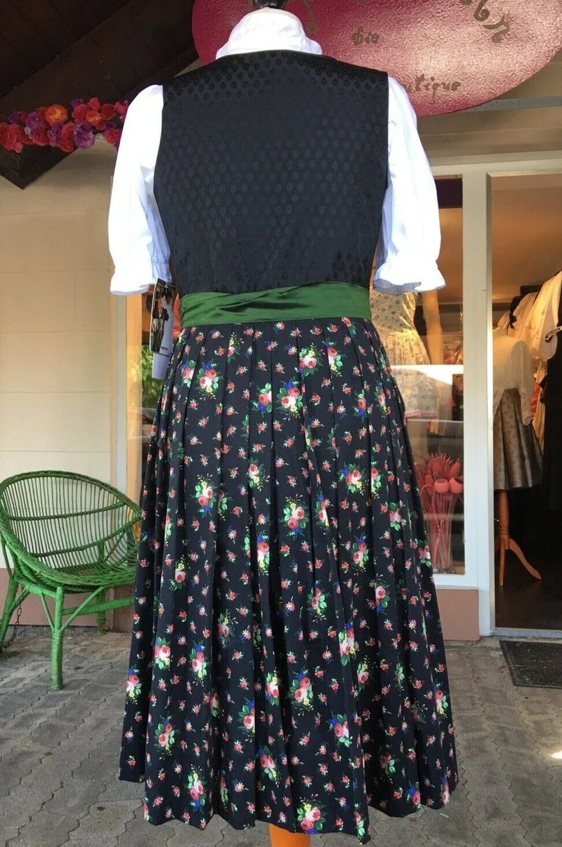 Dirndl Kleid Sportalm, Pasching, schwarz, geblümt, Midi 70 cm
