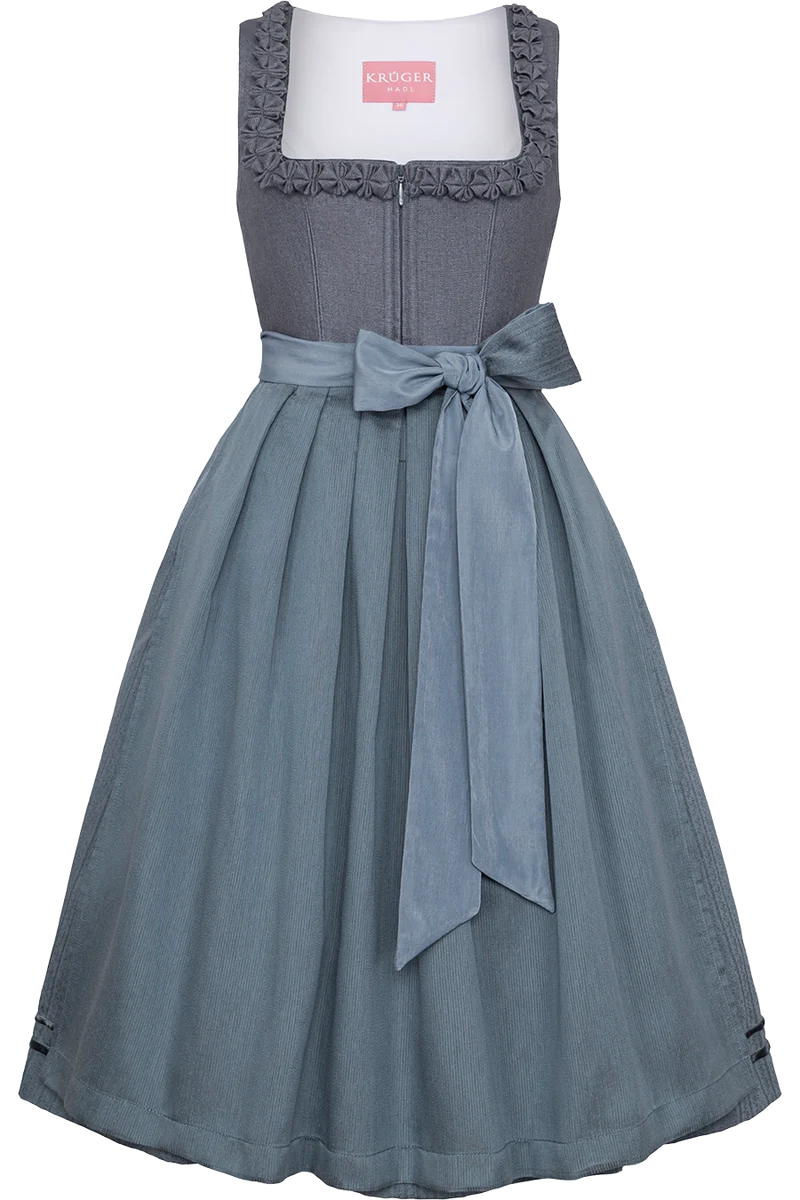Leinendirndl in Midi-Länge mit Rüschen