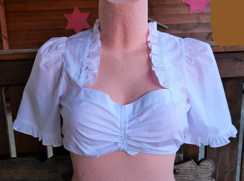 Dirndlbluse Krüger Madl, weiß, Zugband, halblange Ärmel