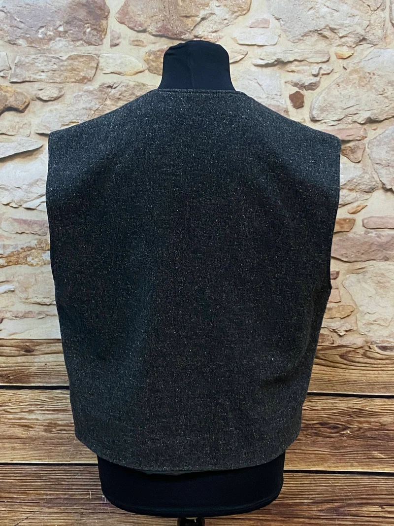 Vintage Trachtenweste Loden mit Alpen Stickerei – Gr. 52