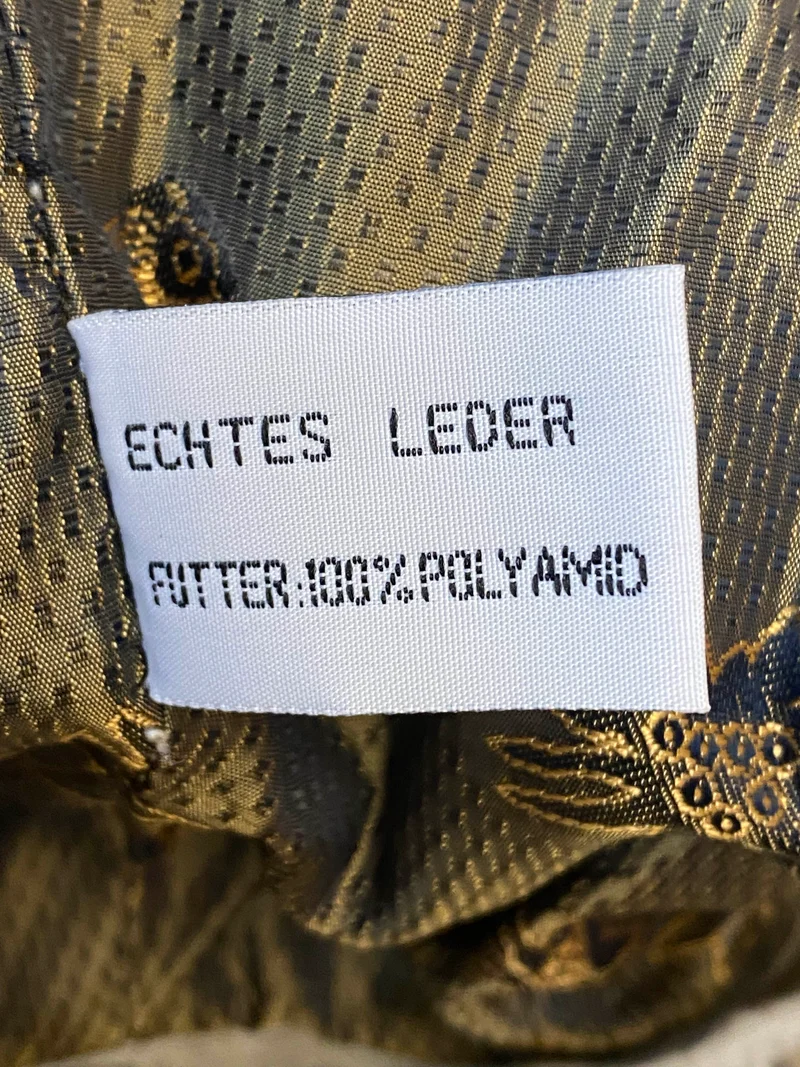 Vintage Trachtenweste Leder Beige mit Stickerei – Gr. 52