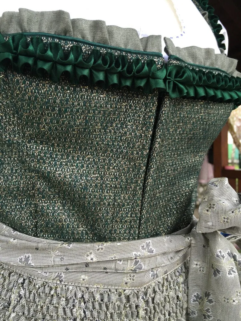 Dirndl Kinga Mathe, Michelle, grün, gold, natur, Midi 70 cm