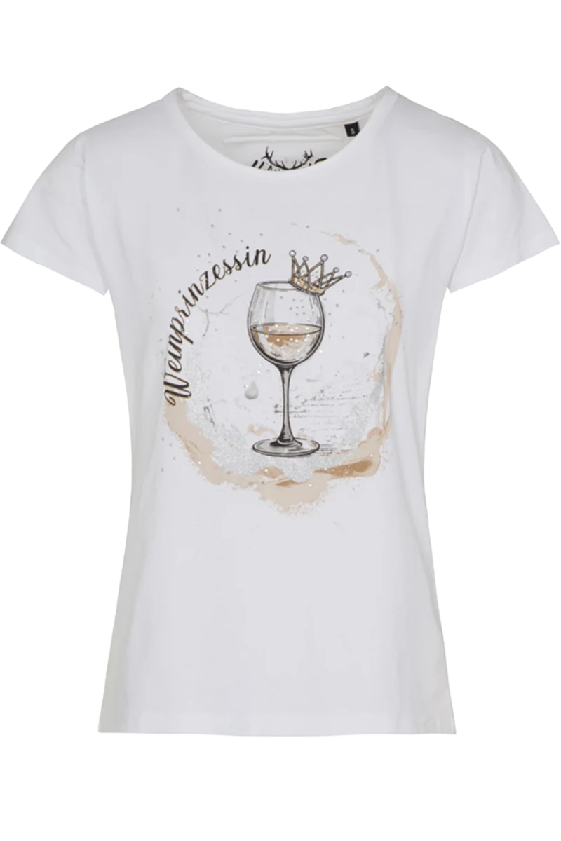 Damen Trachtenshirt mit Weinglas-Druck