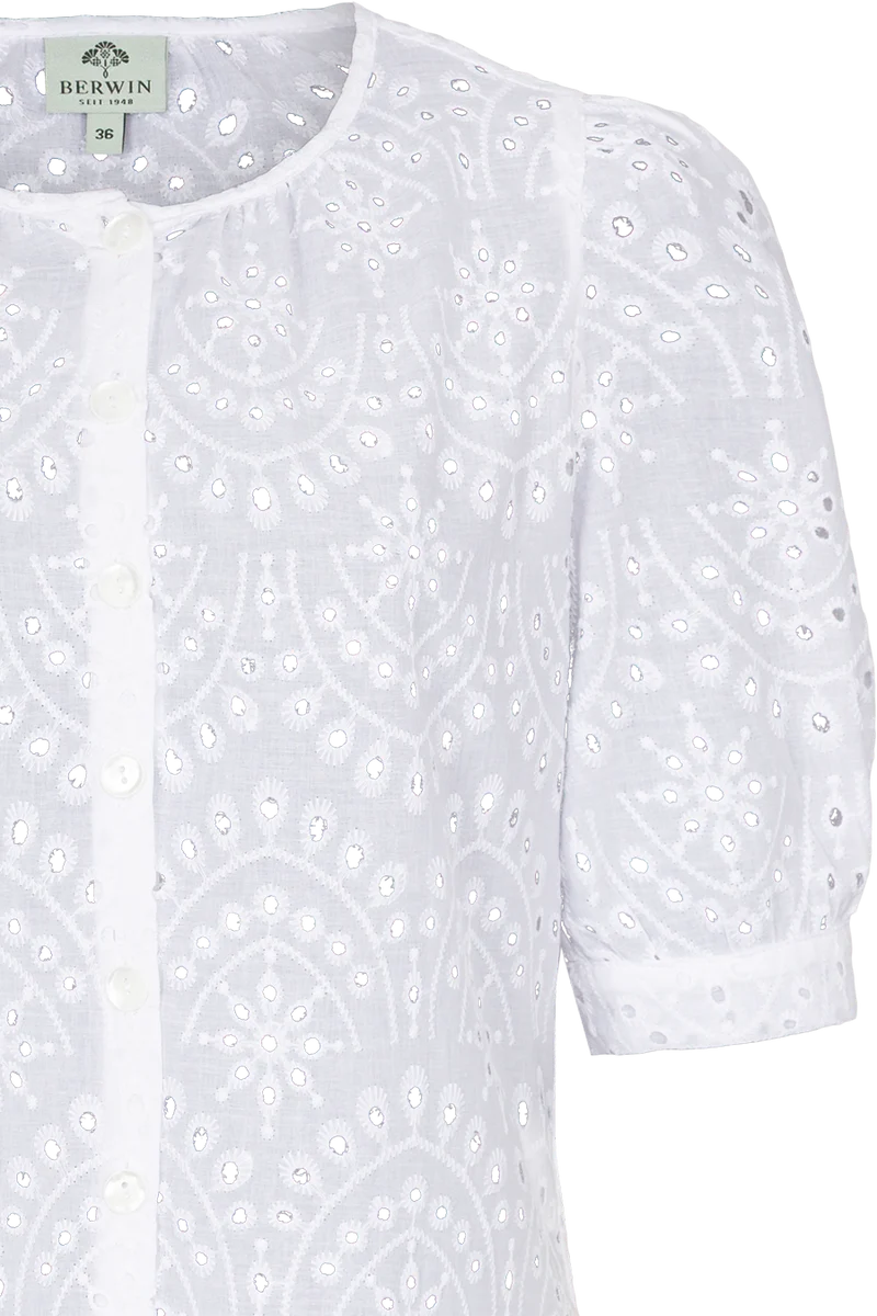 Damen Baumwollbluse mit Stickerei