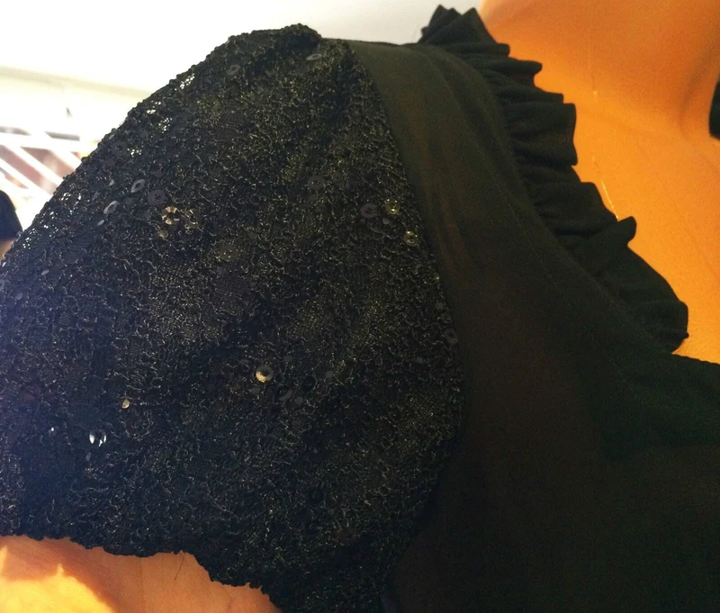 Dirndlbluse Rose Blusen, schwarz, Pailletten, Zugband, Gr. 34