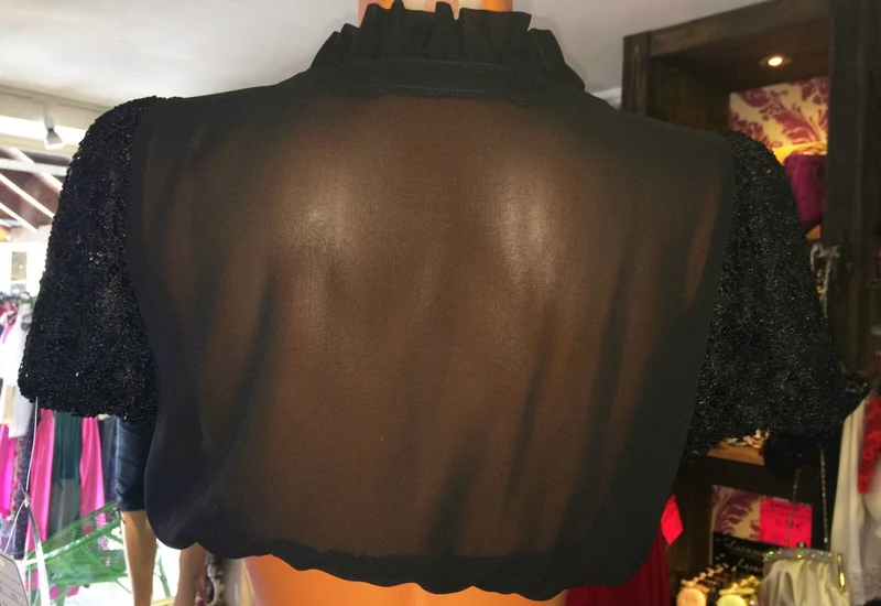 Dirndlbluse Rose Blusen, schwarz, Pailletten, Zugband, Gr. 34
