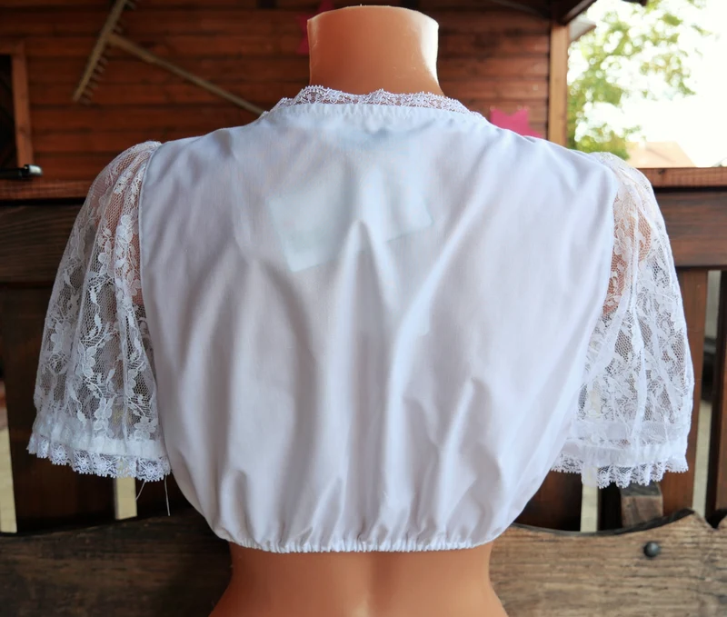 Dirndlbluse Rose Blusen, weiß, Knöpfe, halbarm, Spitzenärmel
