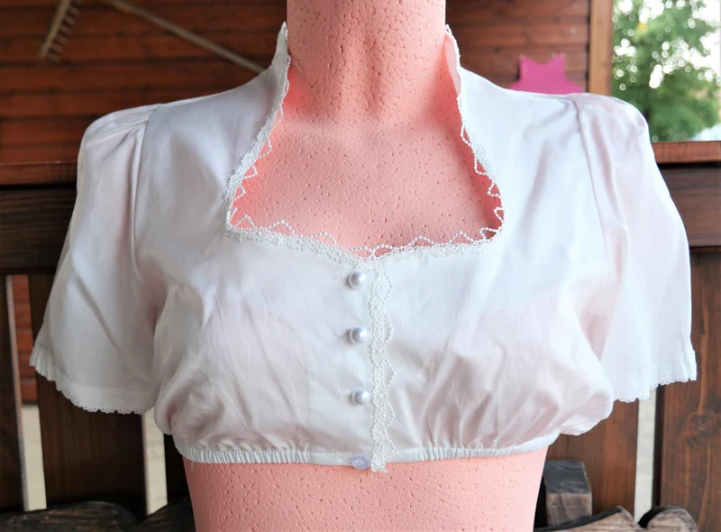 Dirndlbluse Krüger Collections, Laureen, ecru, Stehkragen, Gr. 38