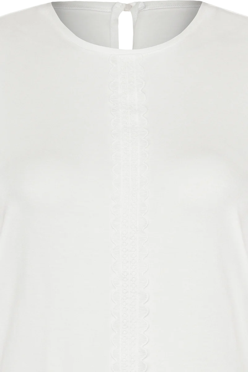 Damen Longsleeves mit Spitzenband - creme