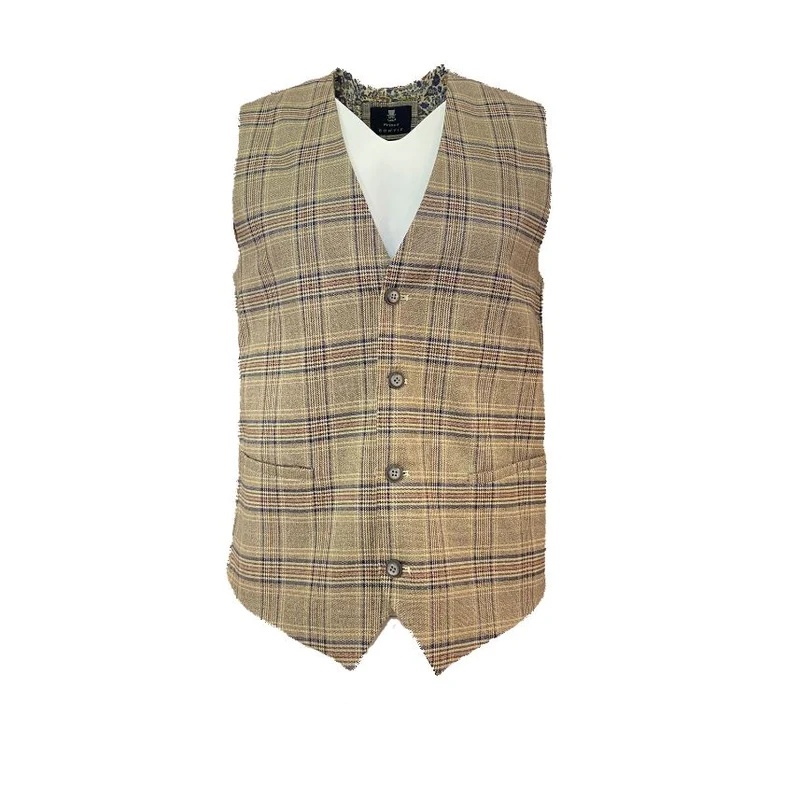 Prince Bowtie Weste in braun karo