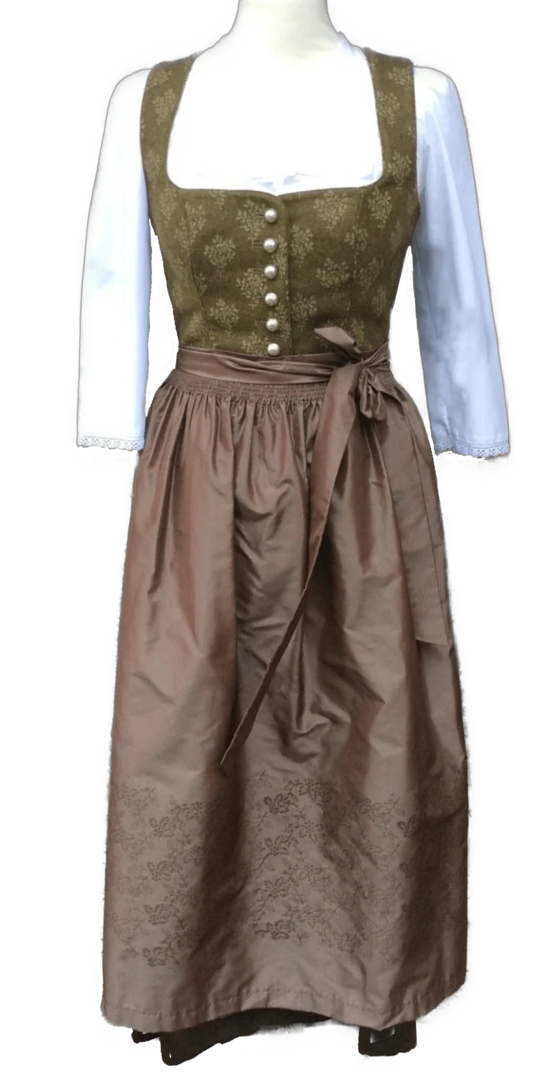 Dirndl Wenger Daria, Winterdirndl, khaki, Maxi 80 cm
