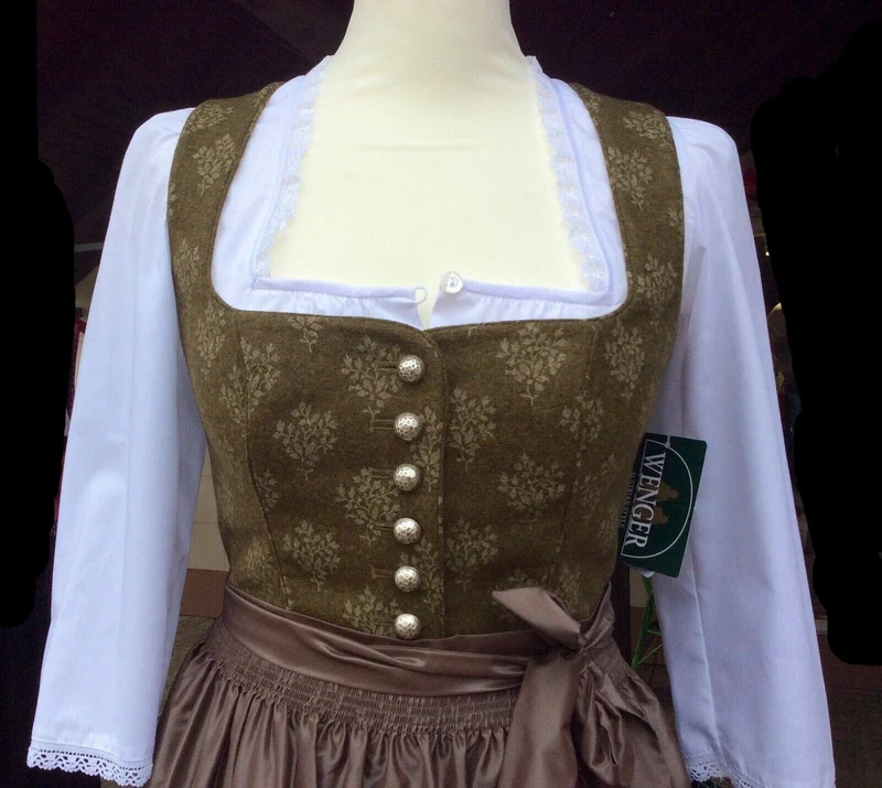 Dirndl Wenger Daria, Winterdirndl, khaki, Maxi 80 cm