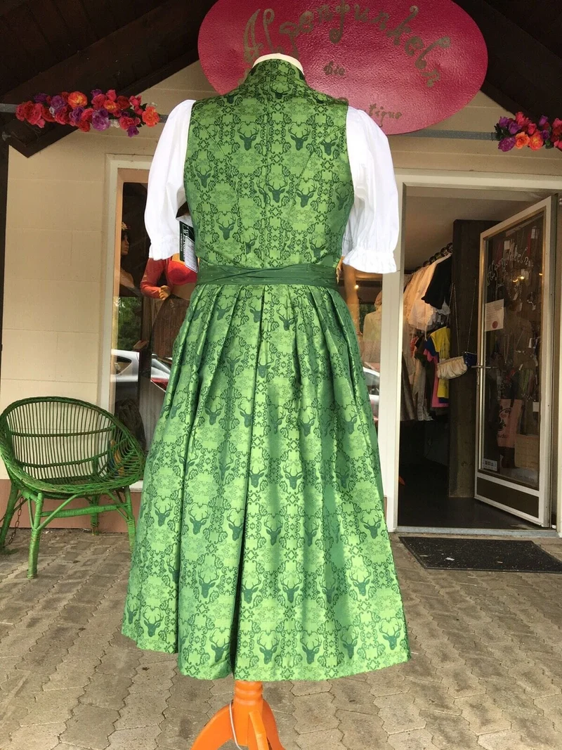 Dirndl Kleid Wenger Patrizia, grün, Schneewittchen Midi 70 cm, Gr. 34