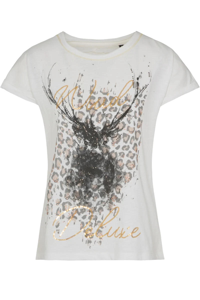 Damen Shirt mit Animal-Print und Hirschkopf-Design