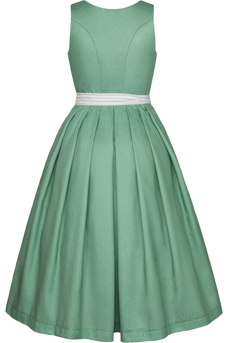 Baumwolldirndl lang mit Baumwoll-Leinen-Schürze