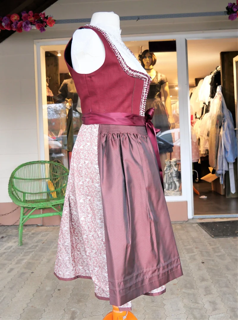 Dirndl Krüger Collection, Berna, Midi 70 cm, bordeaux, rot, Gr. 44