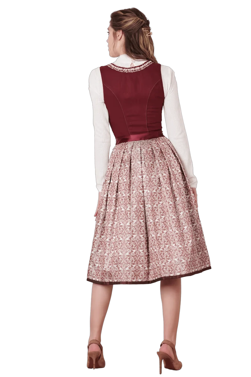 Dirndl Krüger Collection, Berna, Midi 70 cm, bordeaux, rot, Gr. 44