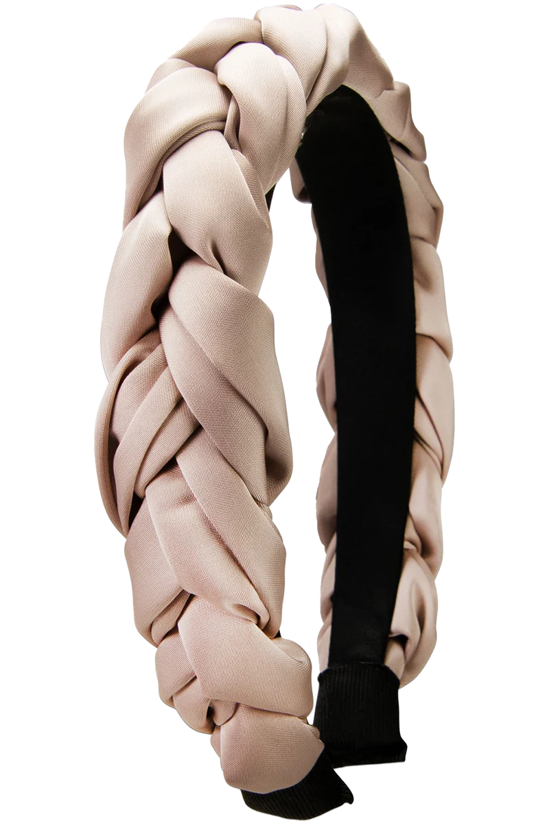 Damen Satin-Haarreif mit Flechtdesign - grau