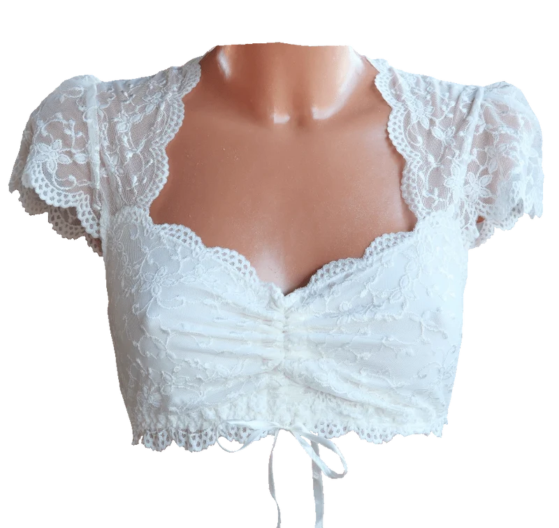 Dirndlbluse Nina von C., Nina, ecru, kurzarm, Zugband