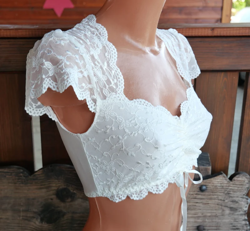 Dirndlbluse Nina von C., Nina, ecru, kurzarm, Zugband