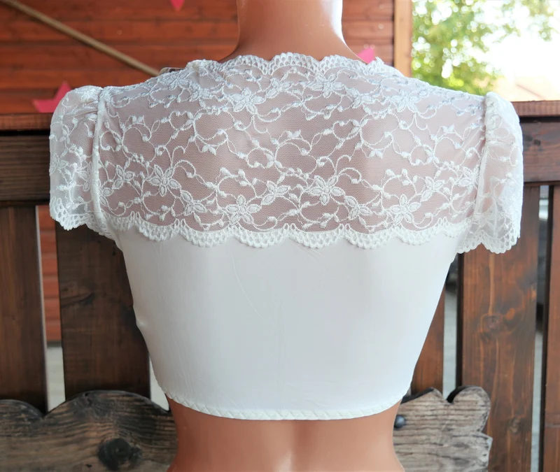 Dirndlbluse Nina von C., Nina, ecru, kurzarm, Zugband