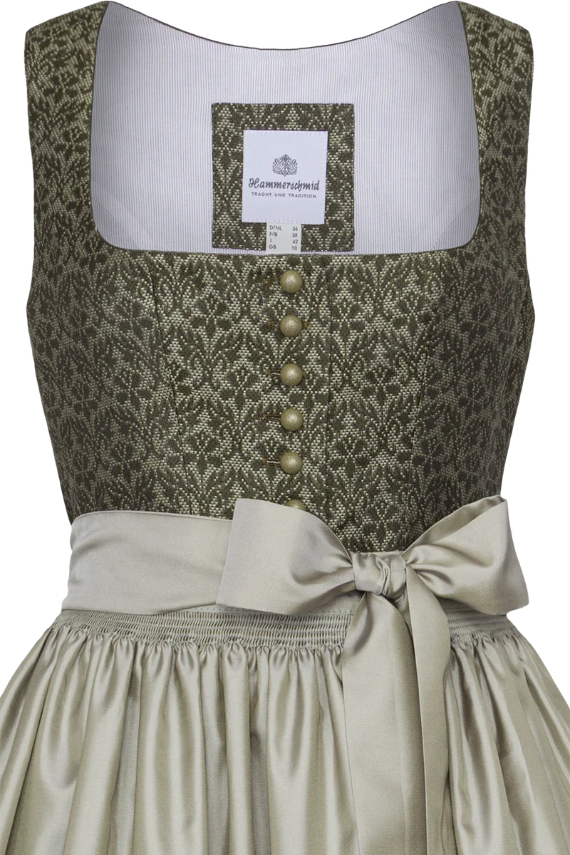 Dirndl lang mit Knöpfen und hochwertigem Jacquardmuster