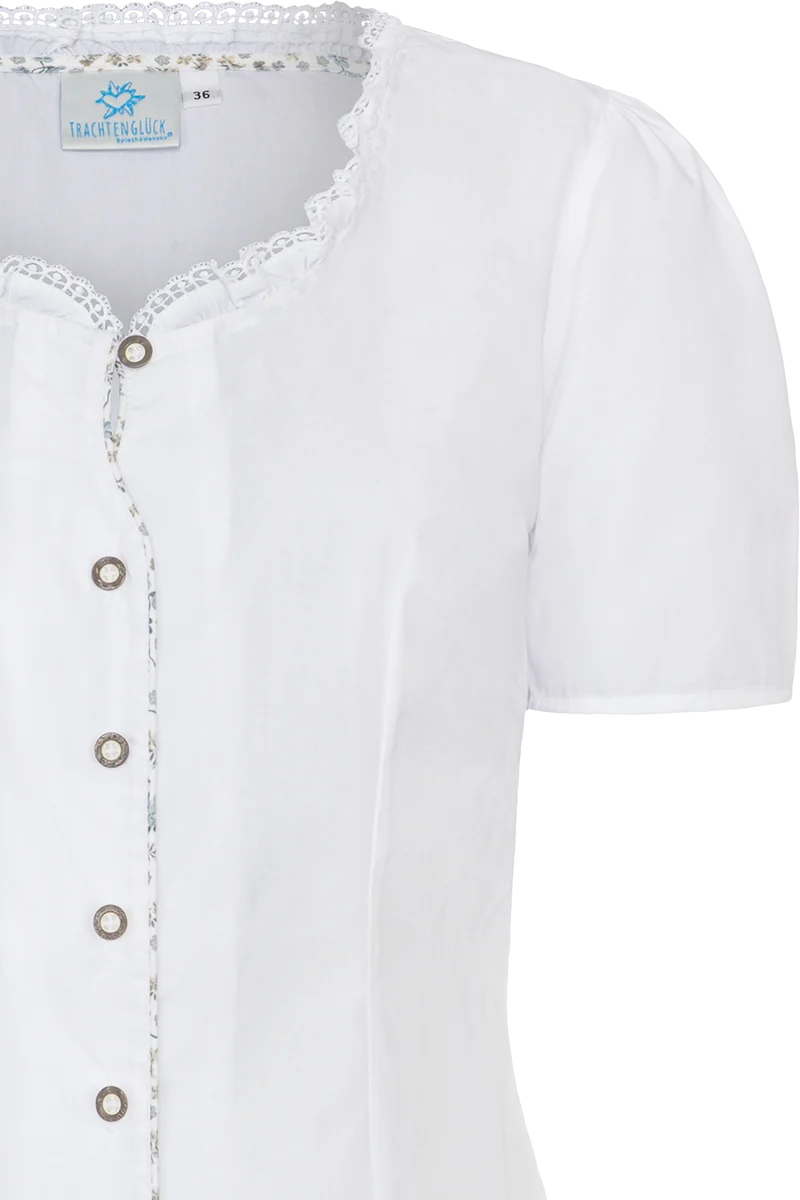 Damen Kurzarm-Bluse mit floralen Details