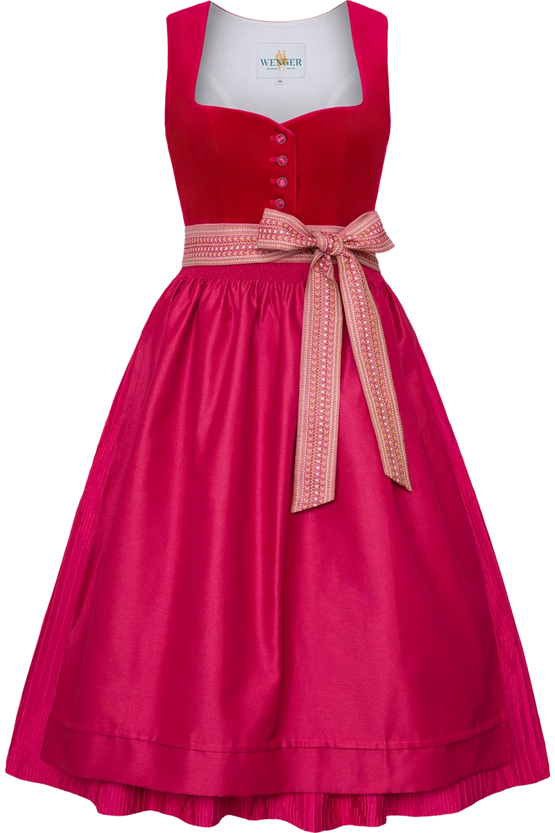 Samt-Dirndl mittellang 70cm mit Pliseeoptikrock