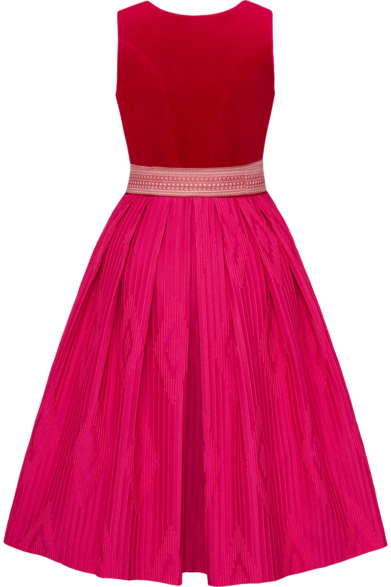 Samt-Dirndl mittellang 70cm mit Pliseeoptikrock