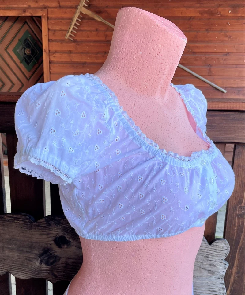 Dirndlbluse Julia Trentini, Lieselotte, weiß, Knöpfe, Lochmuster, Gr. 38