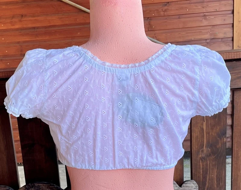 Dirndlbluse Julia Trentini, Lieselotte, weiß, Knöpfe, Lochmuster, Gr. 38