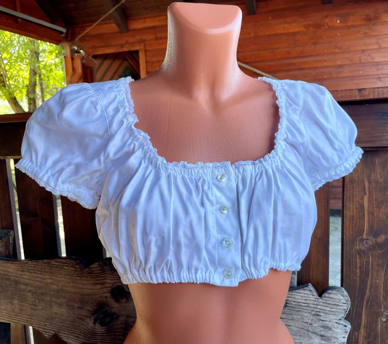 Dirndlbluse Julia Trentini, Lieselotte, weiß, Knöpfe, beige