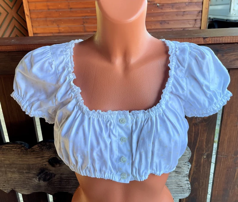 Dirndlbluse Julia Trentini, Lieselotte, weiß, Knöpfe, beige