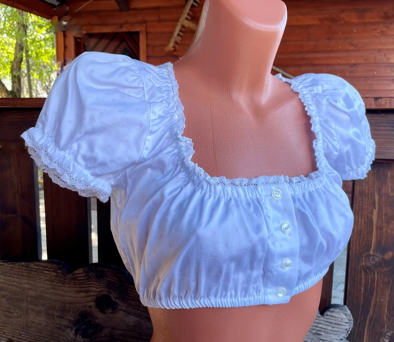 Dirndlbluse Julia Trentini, Lieselotte, weiß, Knöpfe, rosa